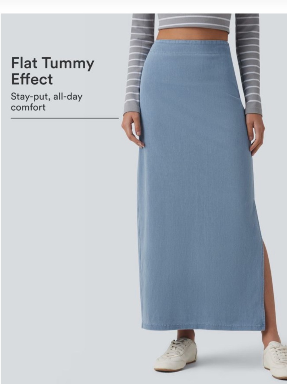 HALARA Powder Blue Maxi Skirt with Side Slit